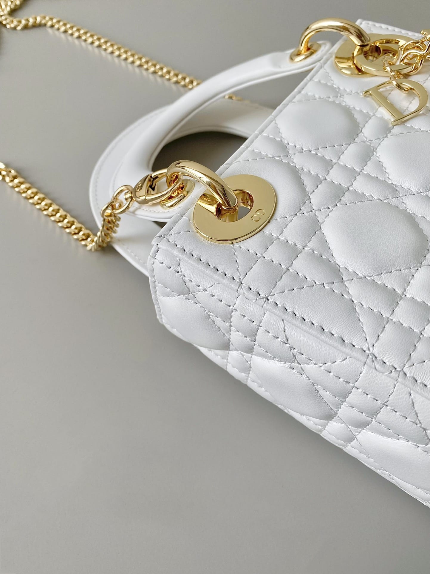 Dior Mini Lady Dior Bag in Cannage Lambskin - Latte