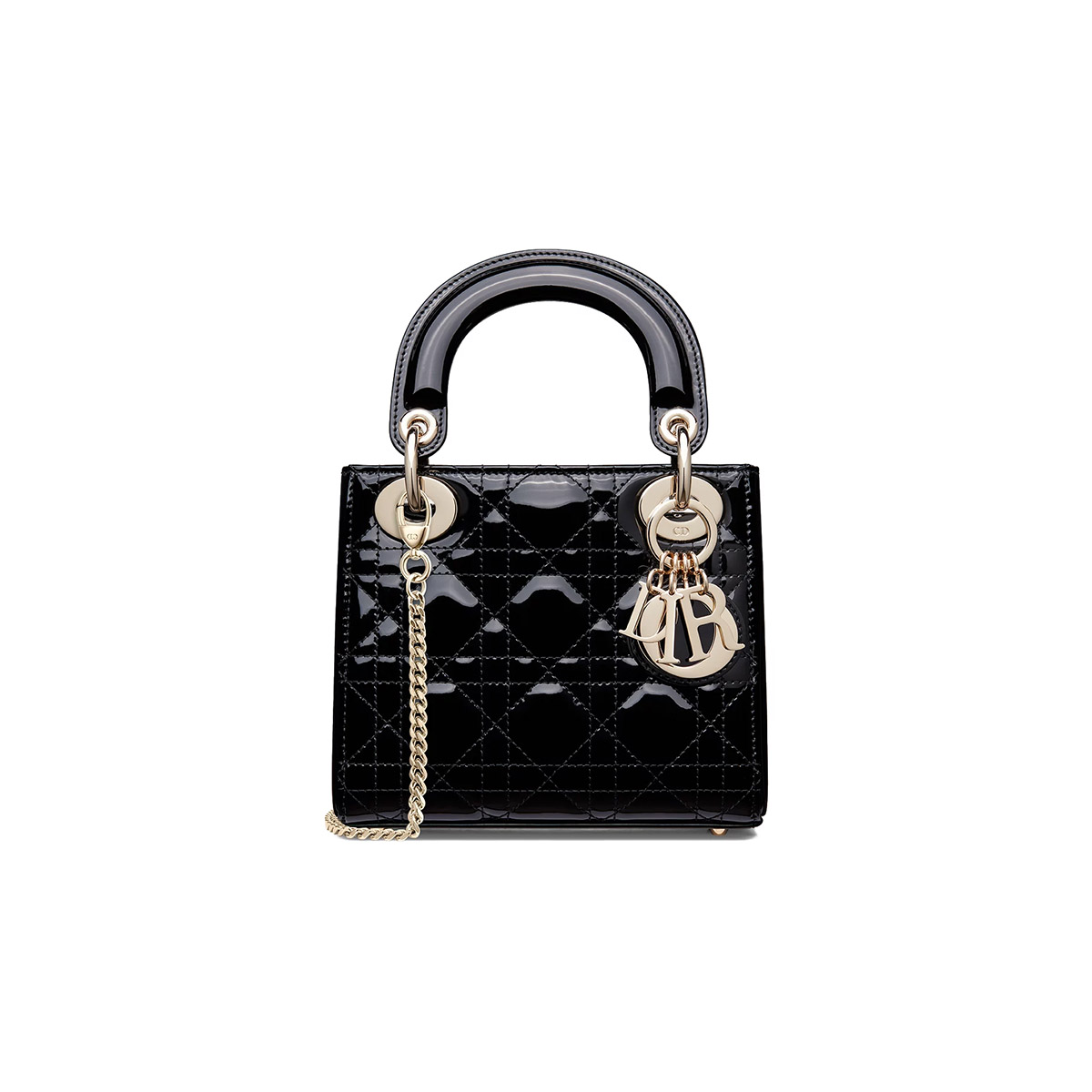 Dior Mini Lady Dior Bag in Patent Cannage Calfskin - Black