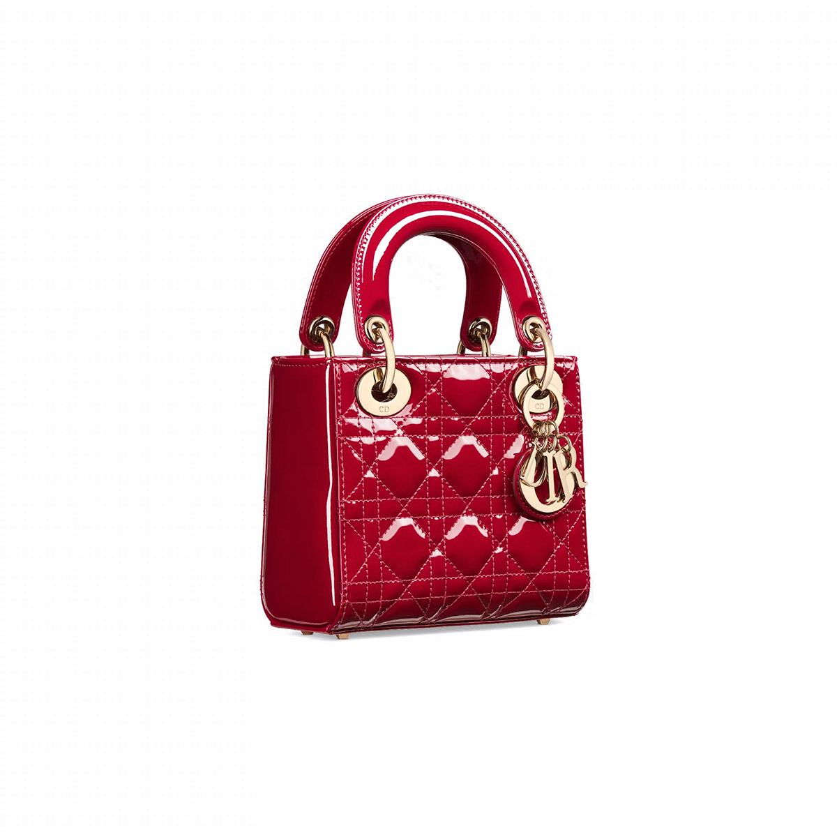 Dior Mini Lady Dior Bag in Patent Cannage Calfskin - Cherry Red