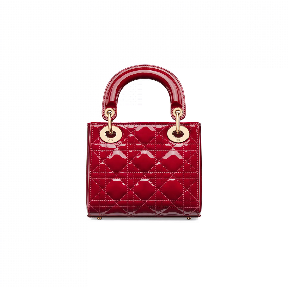 Dior Mini Lady Dior Bag in Patent Cannage Calfskin - Cherry Red