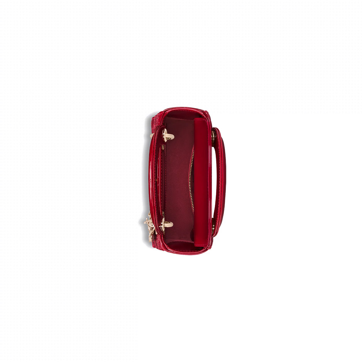 Dior Mini Lady Dior Bag in Patent Cannage Calfskin - Cherry Red