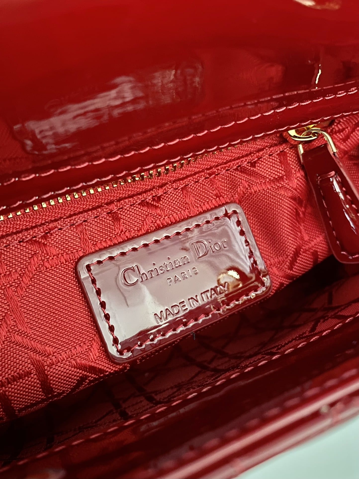 Dior Mini Lady Dior Bag in Patent Cannage Calfskin - Cherry Red