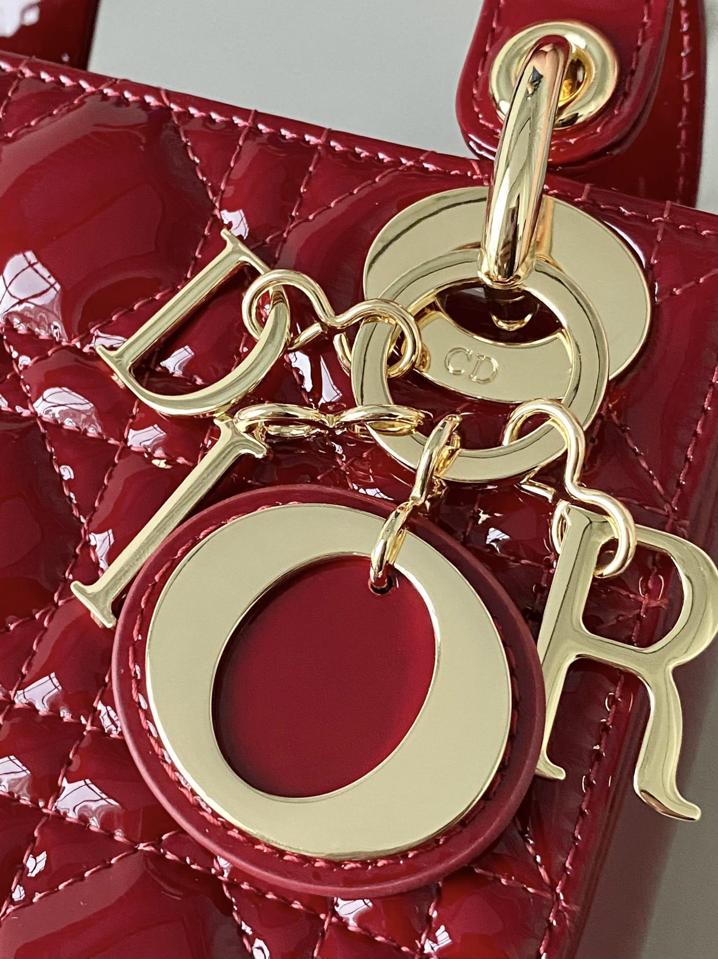 Dior Mini Lady Dior Bag in Patent Cannage Calfskin - Cherry Red