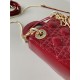 Dior Mini Lady Dior Bag in Patent Cannage Calfskin - Cherry Red