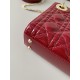 Dior Mini Lady Dior Bag in Patent Cannage Calfskin - Cherry Red