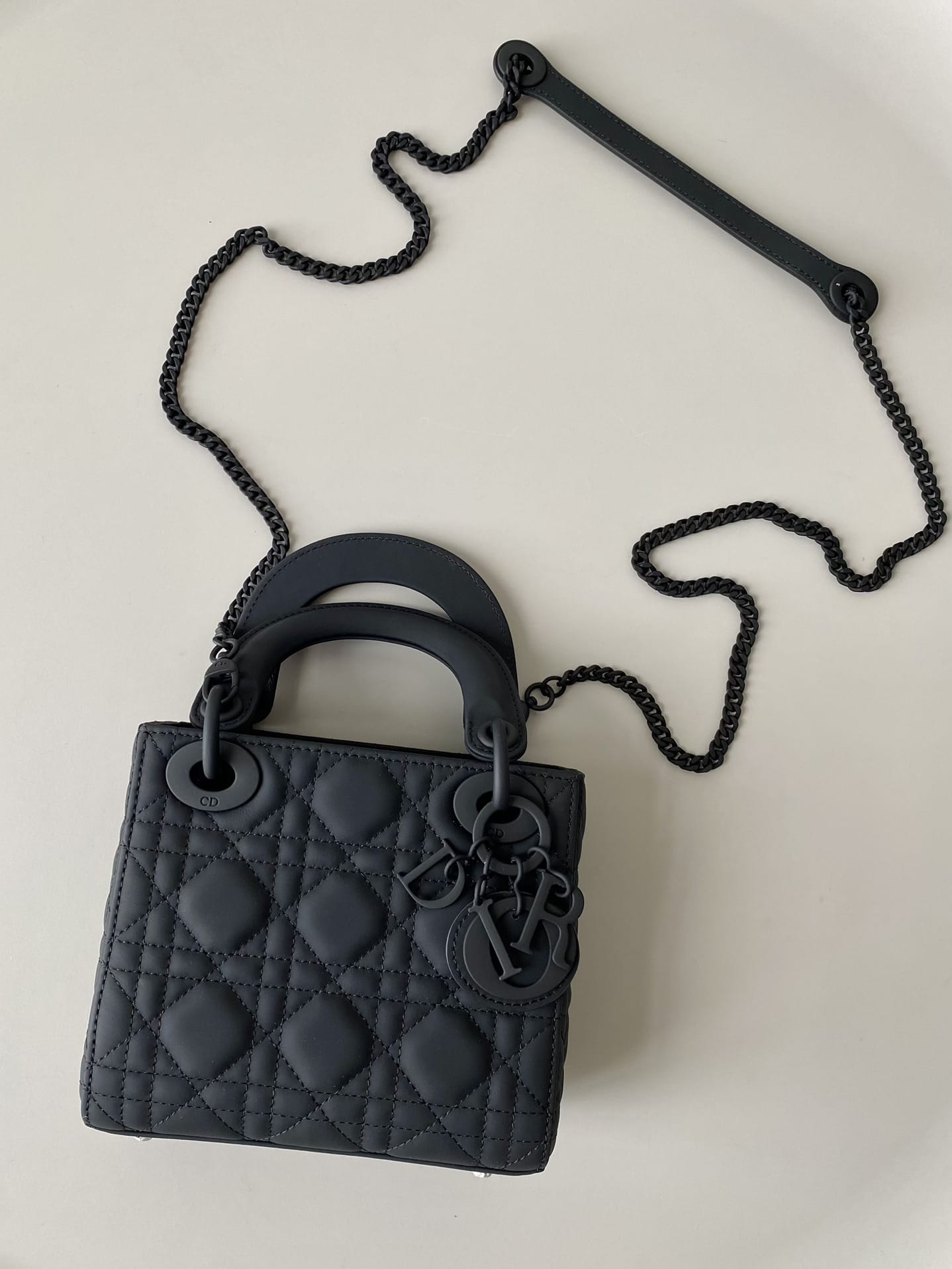 Dior Mini Lady Dior Bag in Cannage Calfskin - Ultramatte Black