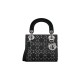 Dior Mini Lady Dior Bag in Strass Cannage Satin - Black