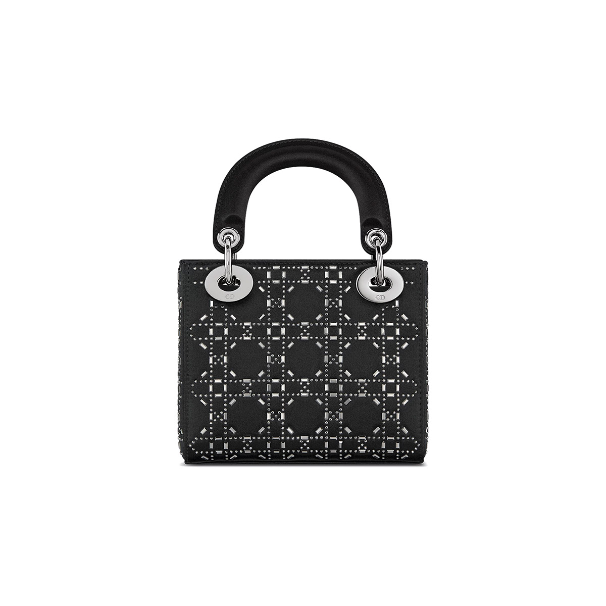 Dior Mini Lady Dior Bag in Strass Cannage Satin - Black