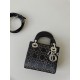 Dior Mini Lady Dior Bag in Strass Cannage Satin - Black