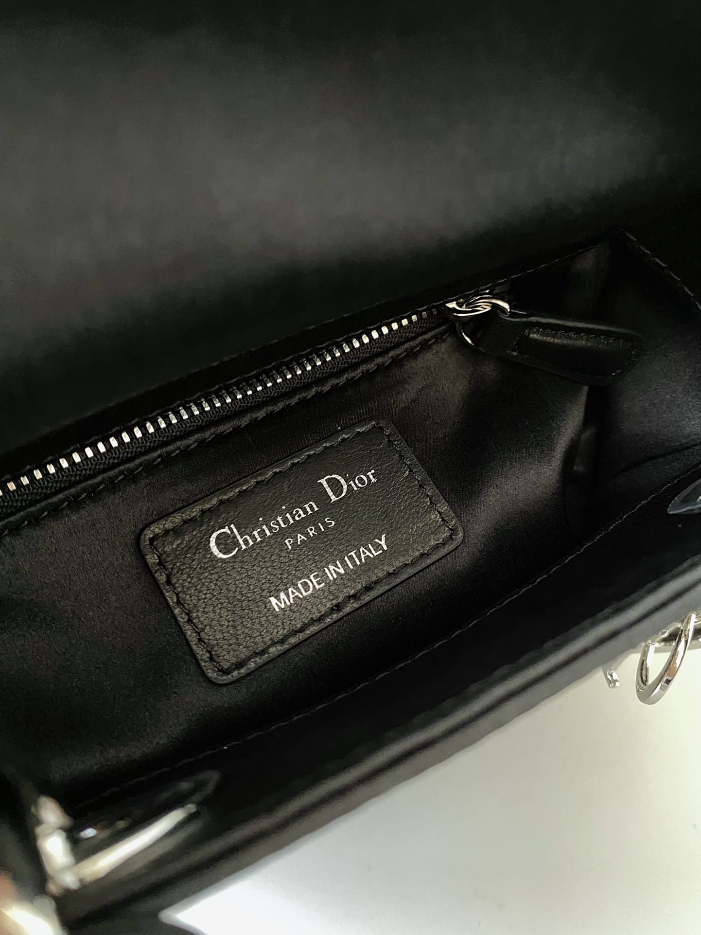 Dior Mini Lady Dior Bag in Strass Cannage Satin - Black