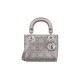 Dior Mini Lady Dior Bag in Strass Cannage Satin - Gray