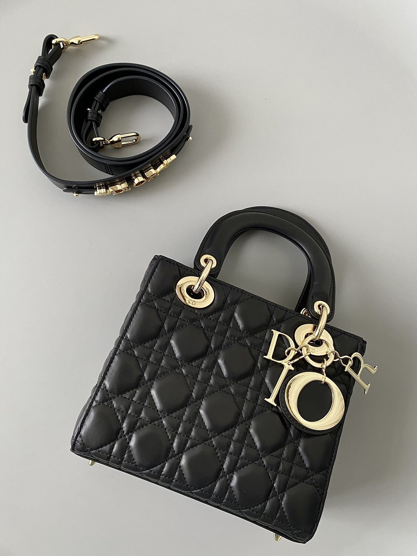 Dior Small Lady Dior Bag in Cannage Lambskin - Black