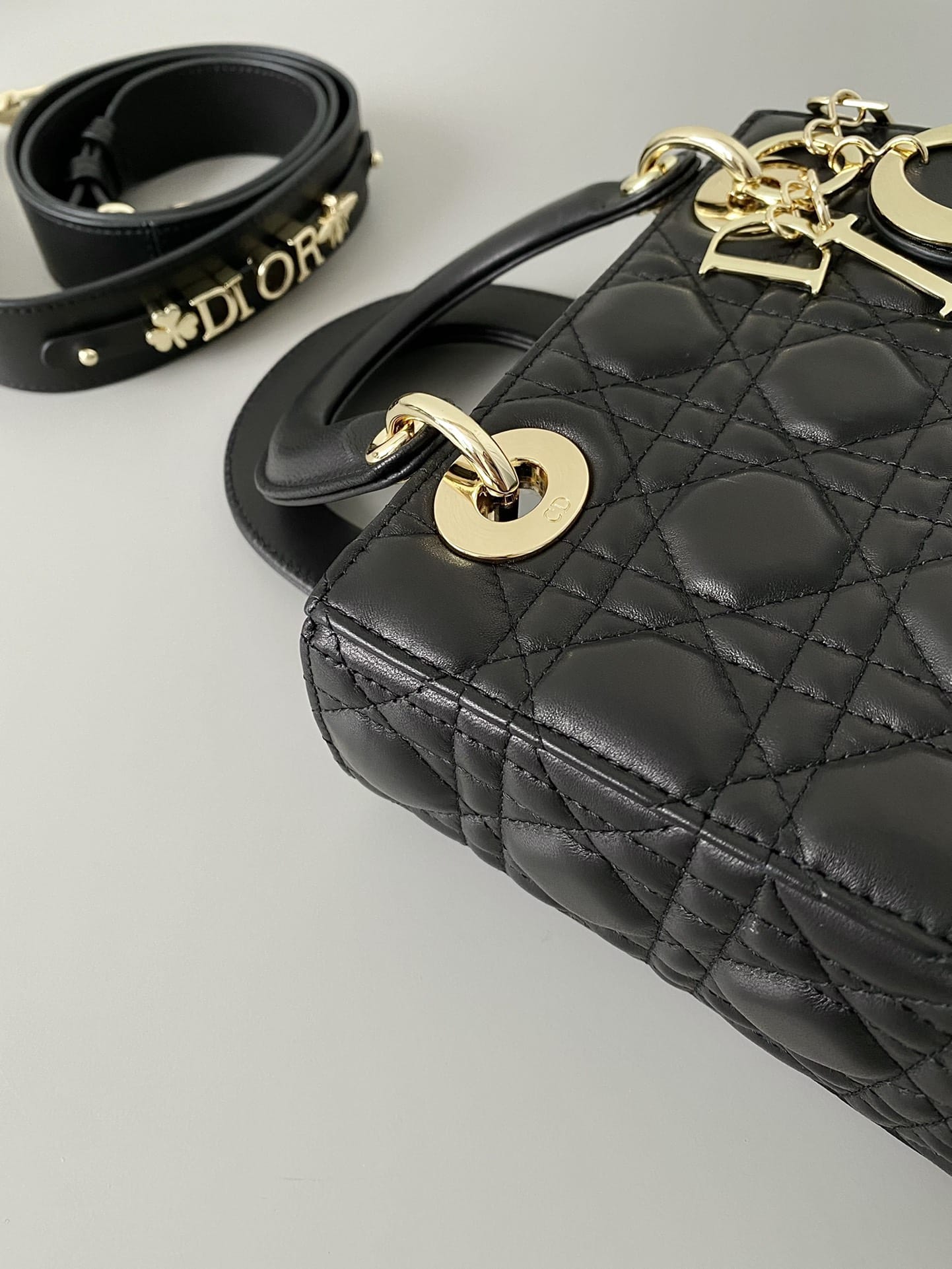 Dior Small Lady Dior Bag in Cannage Lambskin - Black