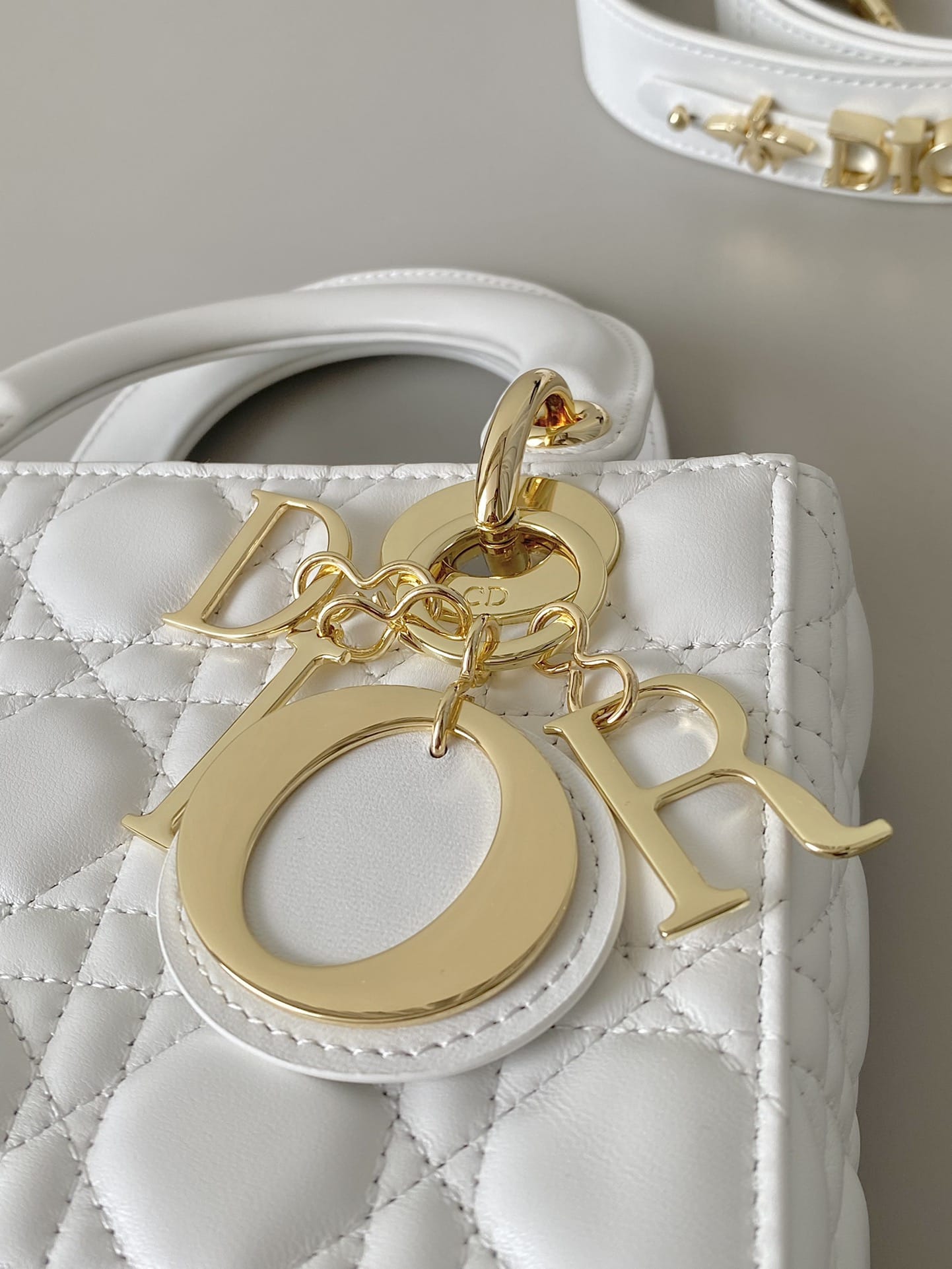 Dior Small Lady Dior Bag in Cannage Lambskin - Latte