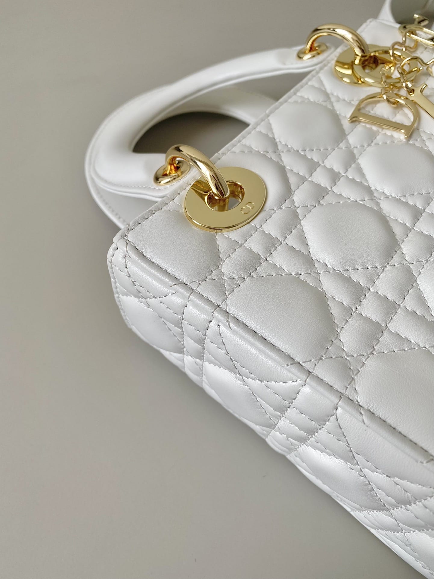 Dior Small Lady Dior Bag in Cannage Lambskin - Latte