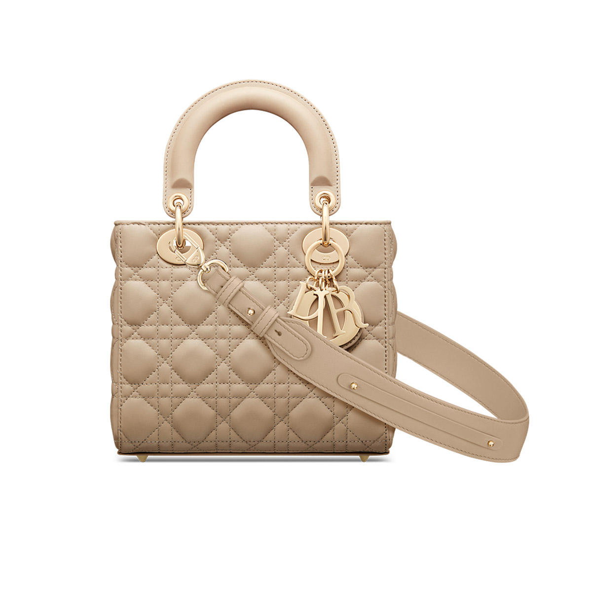 Dior Small Lady Dior Bag in Cannage Lambskin - Sand Colored