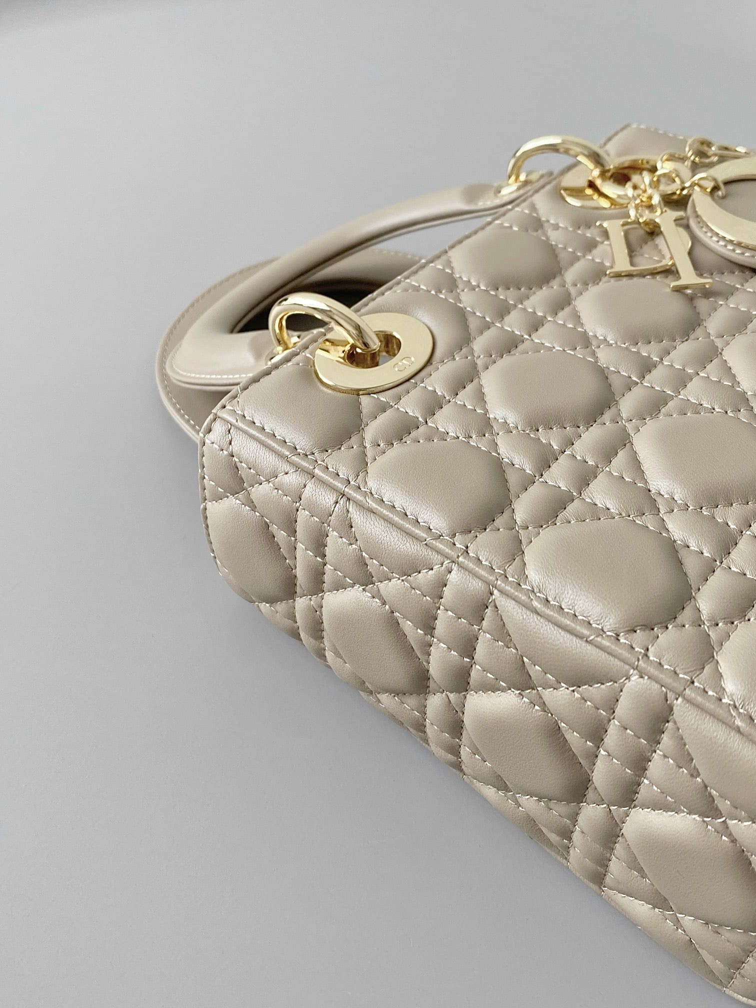 Dior Small Lady Dior Bag in Cannage Lambskin - Sand Colored