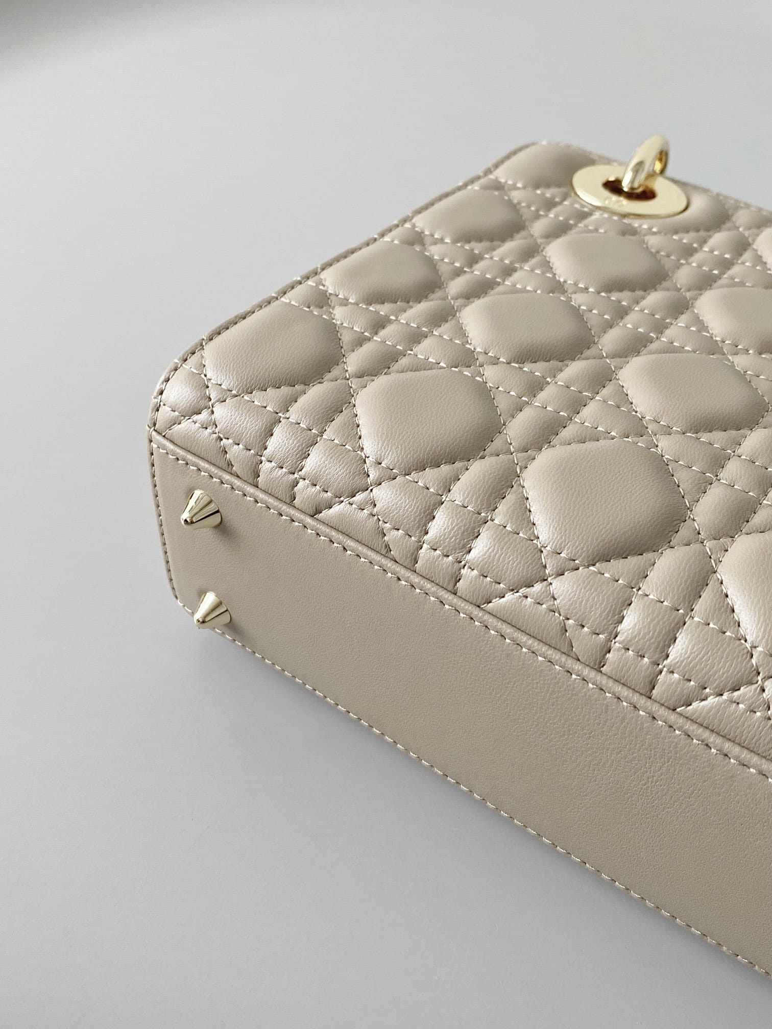 Dior Small Lady Dior Bag in Cannage Lambskin - Sand Colored