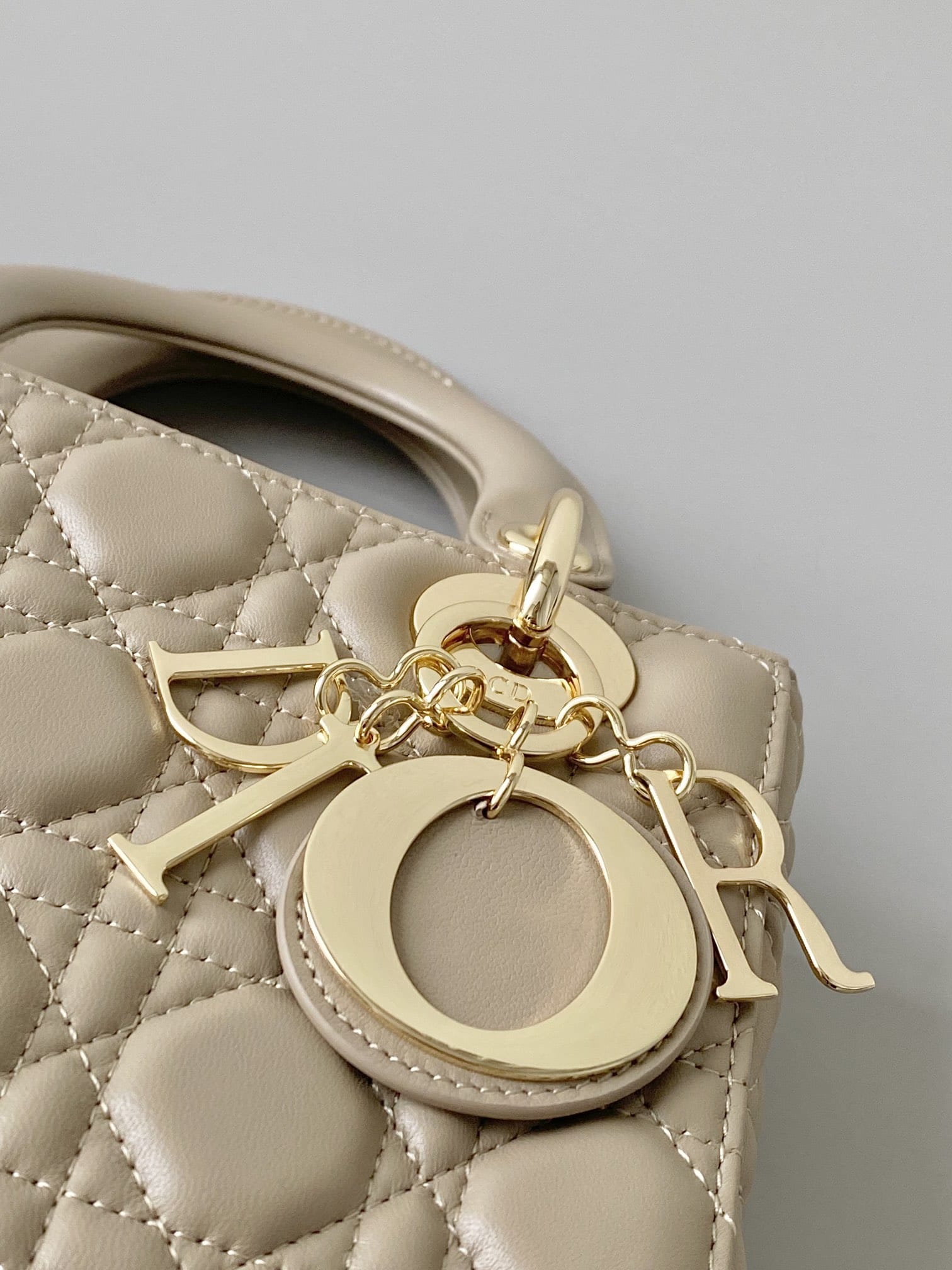 Dior Small Lady Dior Bag in Cannage Lambskin - Sand Colored