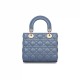 Dior Small Lady Dior Bag in Cannage Lambskin - Denim Blue