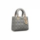 Dior Small Lady Dior Bag in Cannage Lambskin - Stone Gray