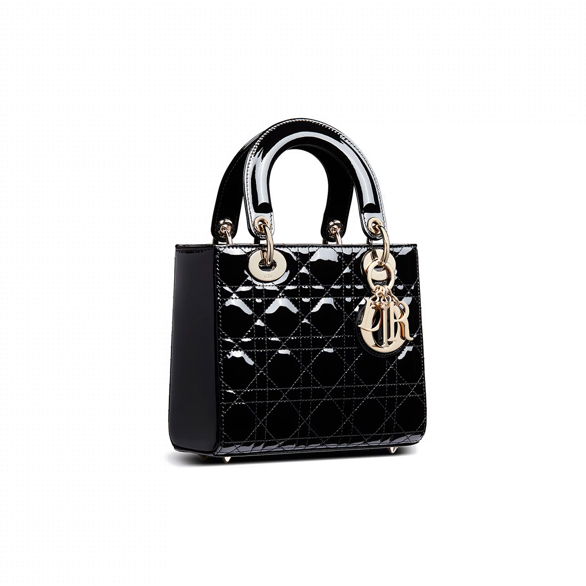 Dior Small Lady Dior Bag in Patent Cannage Calfskin - Black 