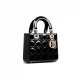 Dior Small Lady Dior Bag in Patent Cannage Calfskin - Black 