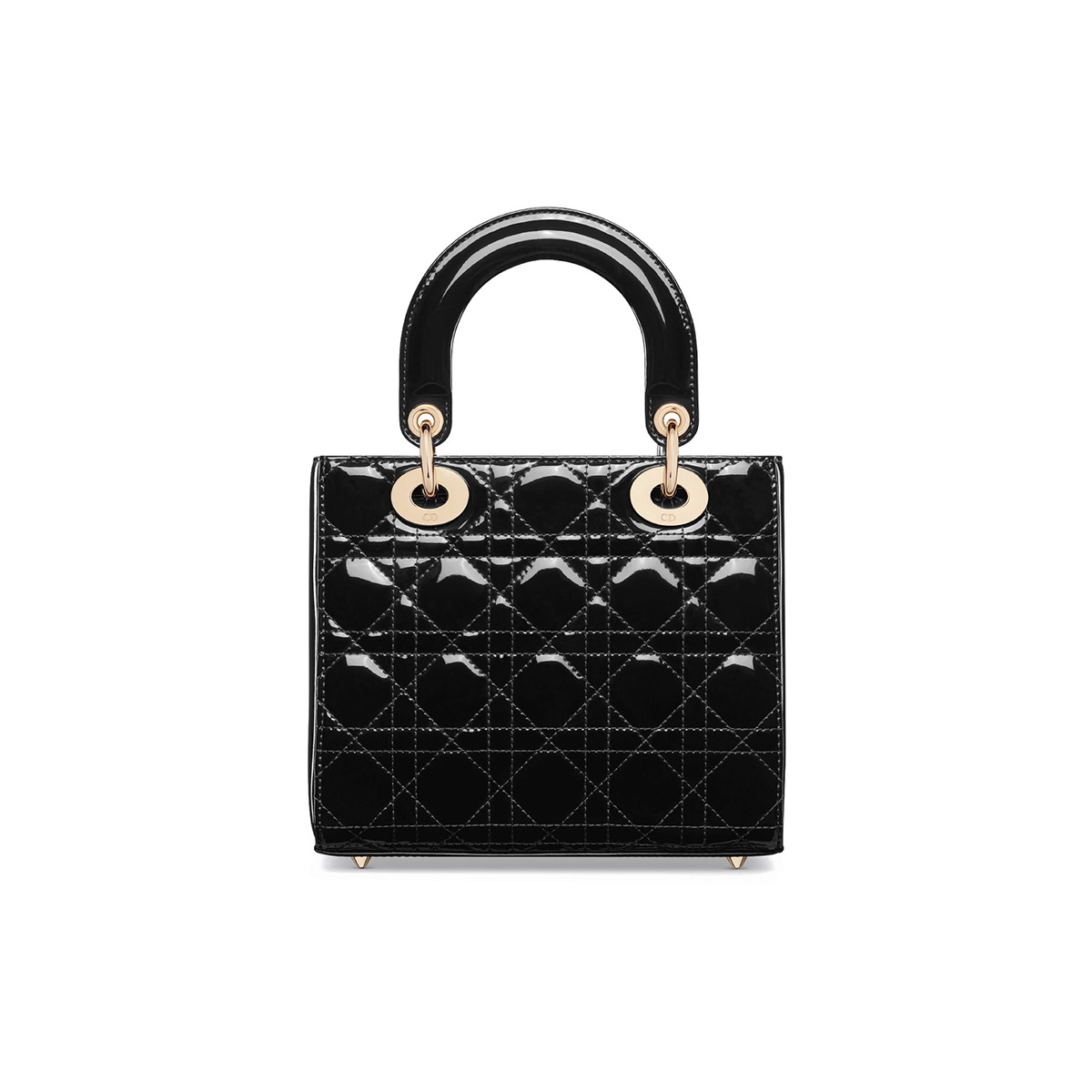 Dior Small Lady Dior Bag in Patent Cannage Calfskin - Black 