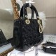 Dior Small Lady Dior Bag in Patent Cannage Calfskin - Black 