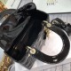 Dior Small Lady Dior Bag in Patent Cannage Calfskin - Black 