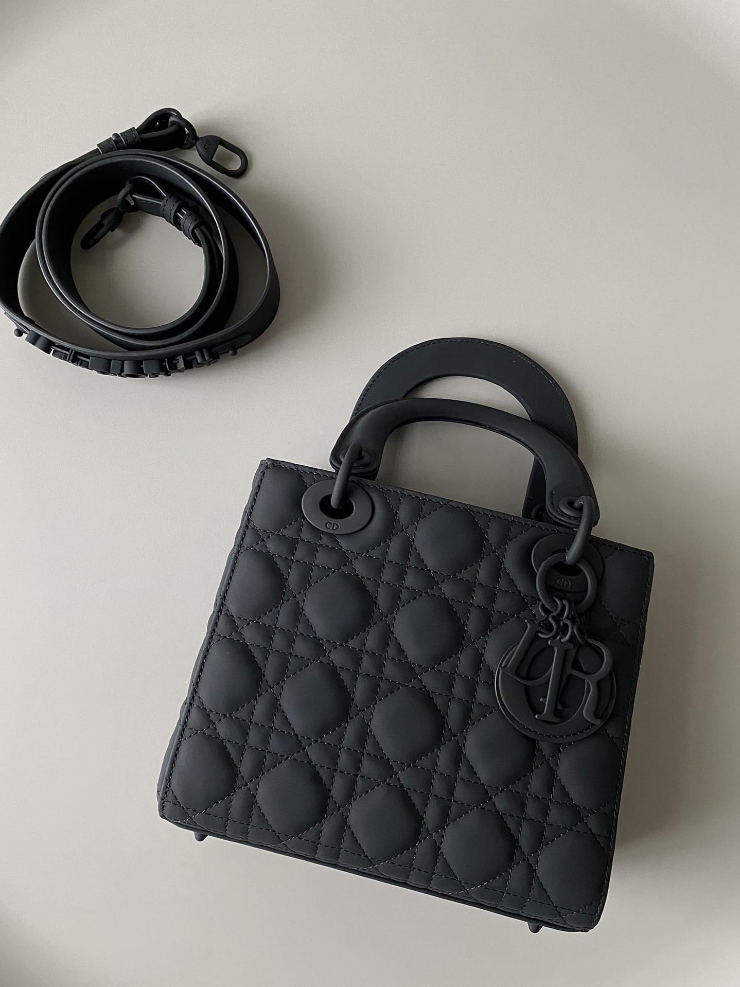 Dior Small Lady Dior Bag in Cannage Calfskin - Ultramatte Black