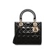 Dior Medium Lady Dior Bag in Patent Cannage Calfskin - Black