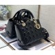 Dior Medium Lady Dior Bag in Patent Cannage Calfskin - Black