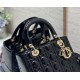 Dior Medium Lady Dior Bag in Patent Cannage Calfskin - Black