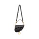 Dior Mini Saddle Bag with Strap in Grained Calfskin - Black