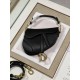 Dior Mini Saddle Bag with Strap in Grained Calfskin - Black