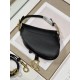 Dior Mini Saddle Bag with Strap in Grained Calfskin - Black