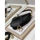 Dior Mini Saddle Bag with Strap in Grained Calfskin - Black