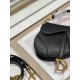 Dior Mini Saddle Bag with Strap in Grained Calfskin - Black