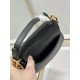 Dior Mini Saddle Bag with Strap in Grained Calfskin - Black