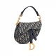 Dior Mini Saddle Bag with Strap in Oblique Jacquard - Blue Dior