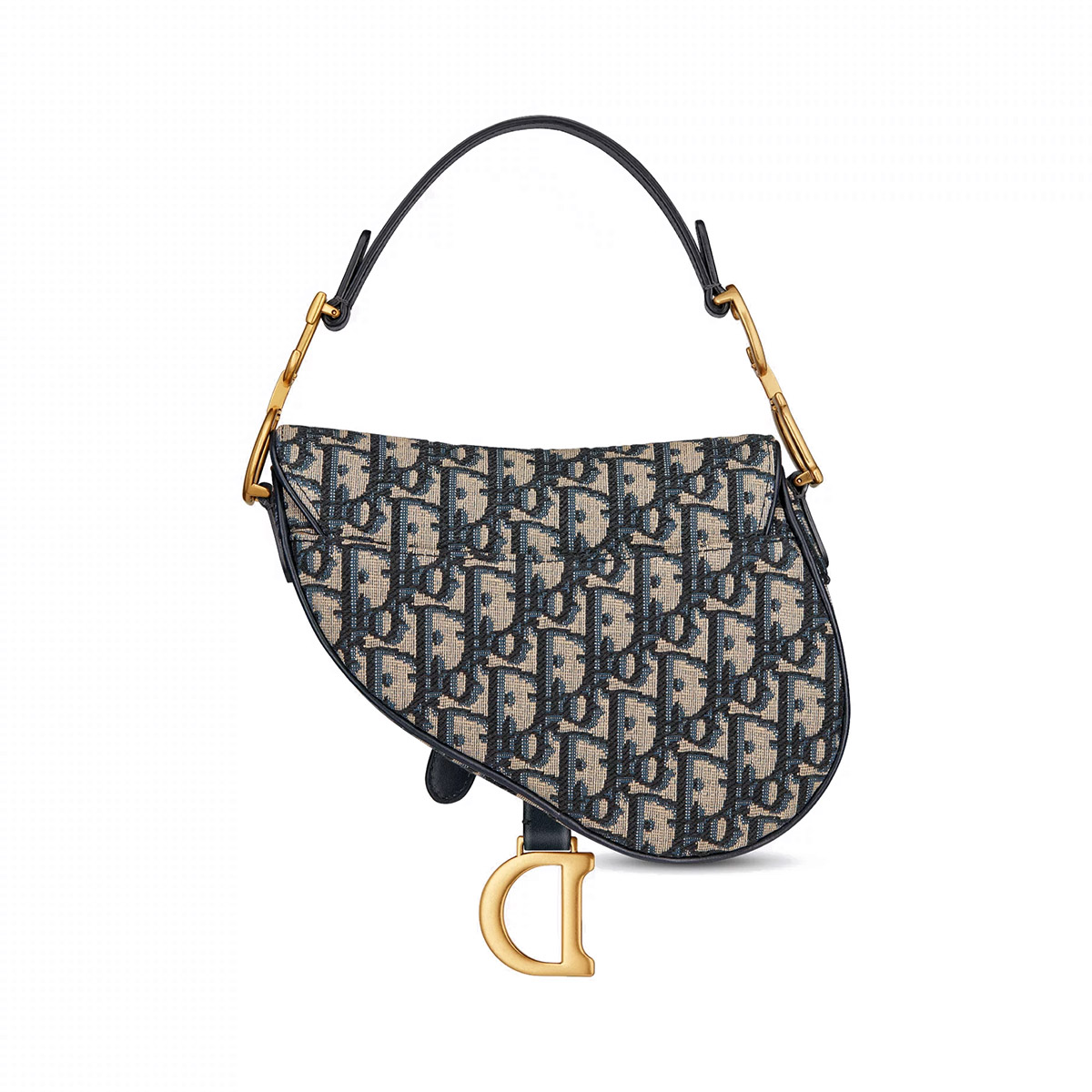 Dior Mini Saddle Bag with Strap in Oblique Jacquard - Blue Dior