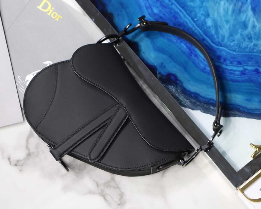 Dior Mini Saddle Bag in Calfskin - Ultramatte Black