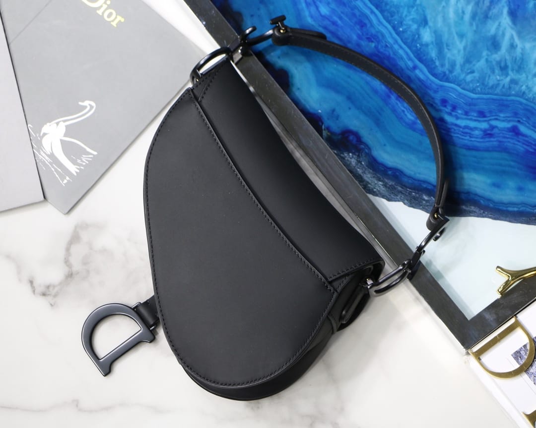 Dior Mini Saddle Bag in Calfskin - Ultramatte Black