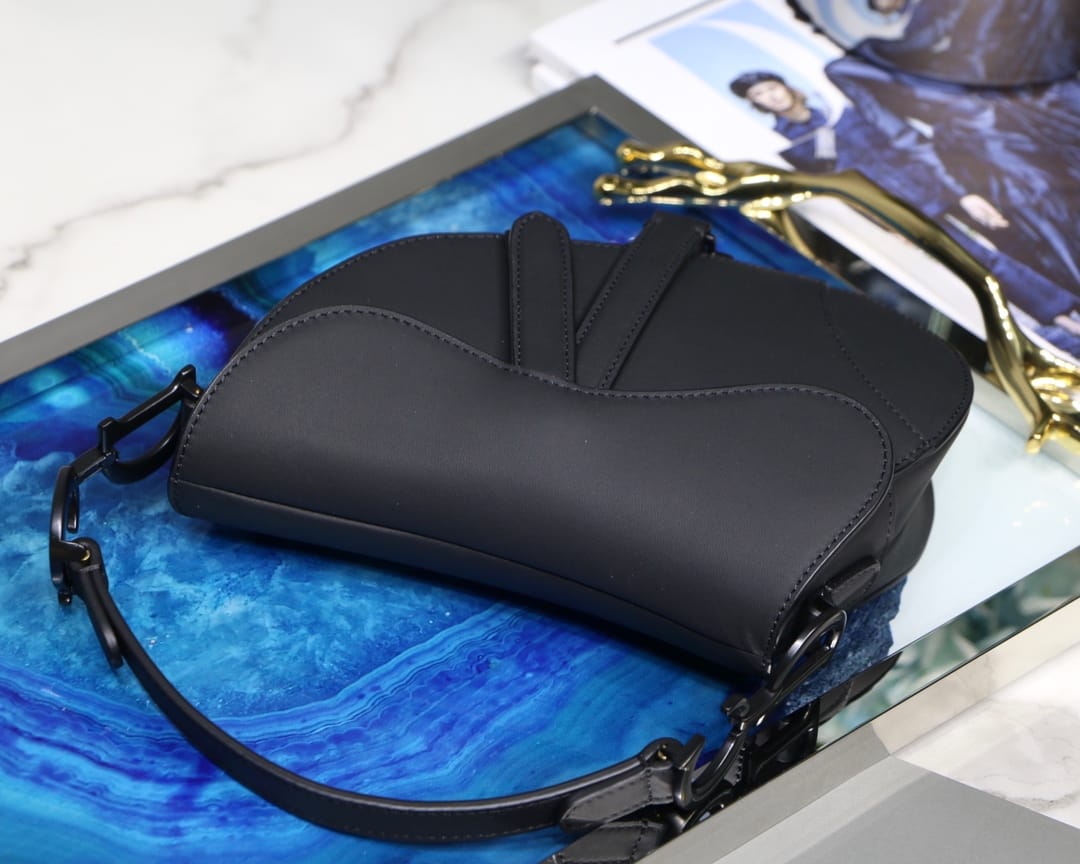 Dior Mini Saddle Bag in Calfskin - Ultramatte Black