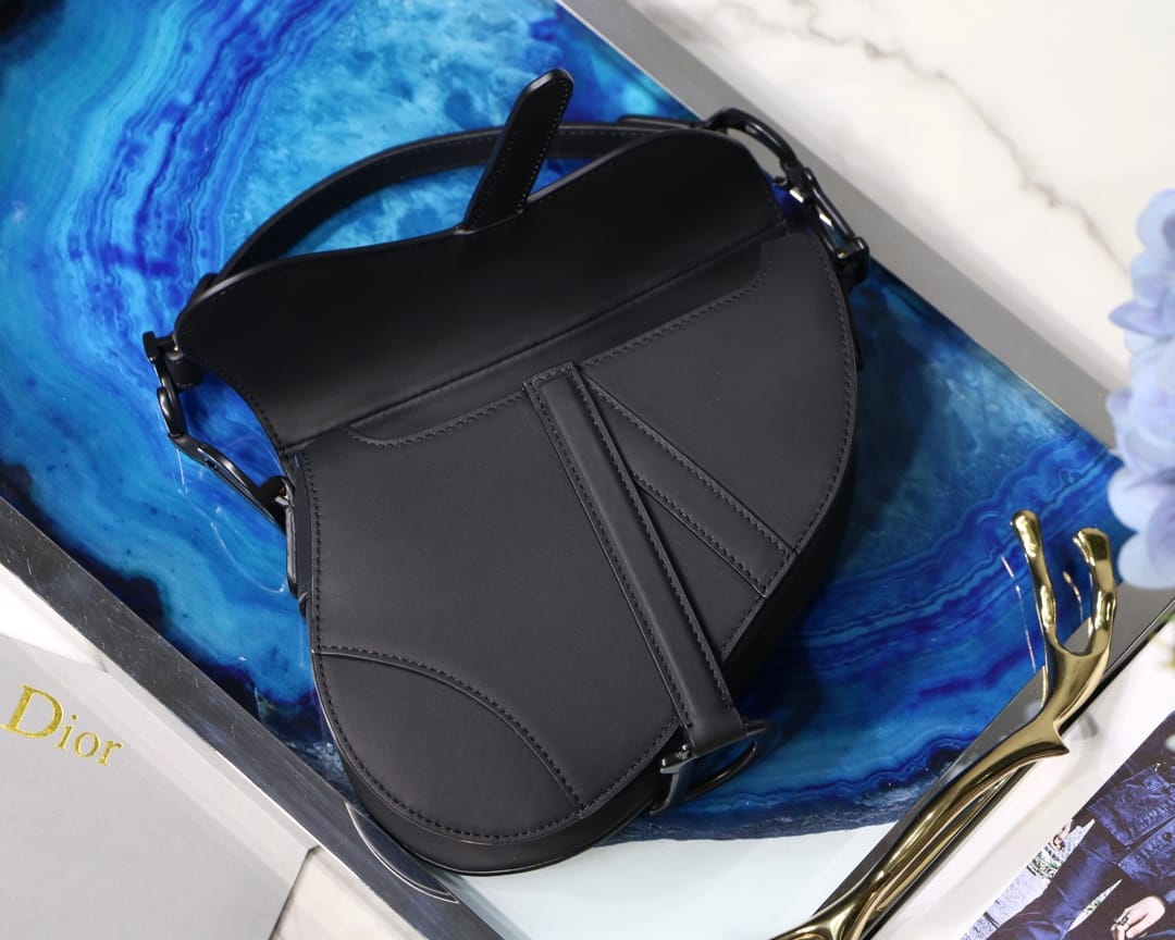 Dior Mini Saddle Bag in Calfskin - Ultramatte Black