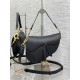 Dior Saddle Bag with Strap in Grained Calfskin - Black