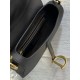 Dior Saddle Bag with Strap in Grained Calfskin - Black