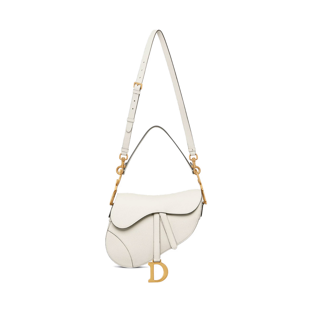 Dior Saddle Bag with Strap in Grained Calfskin - Lattte