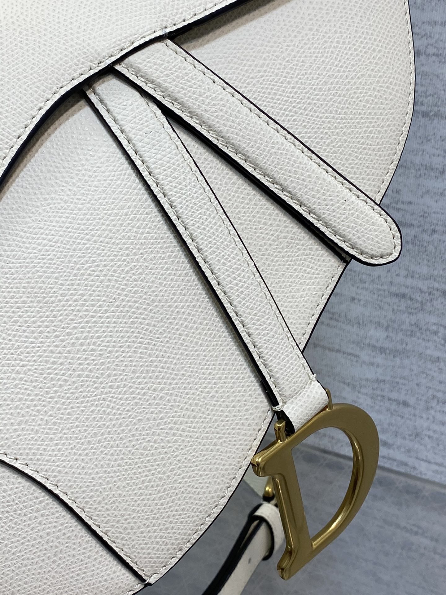 Dior Saddle Bag with Strap in Grained Calfskin - Lattte